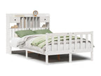 White bookcase bed without mattress, 135x190 cm, solid pine wood, PUYF66557