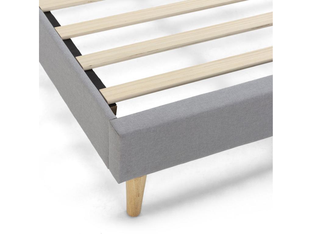 Upholstered bed base with headboard, 160x200 cm, light grey, 30 cm high, ZNTP59547