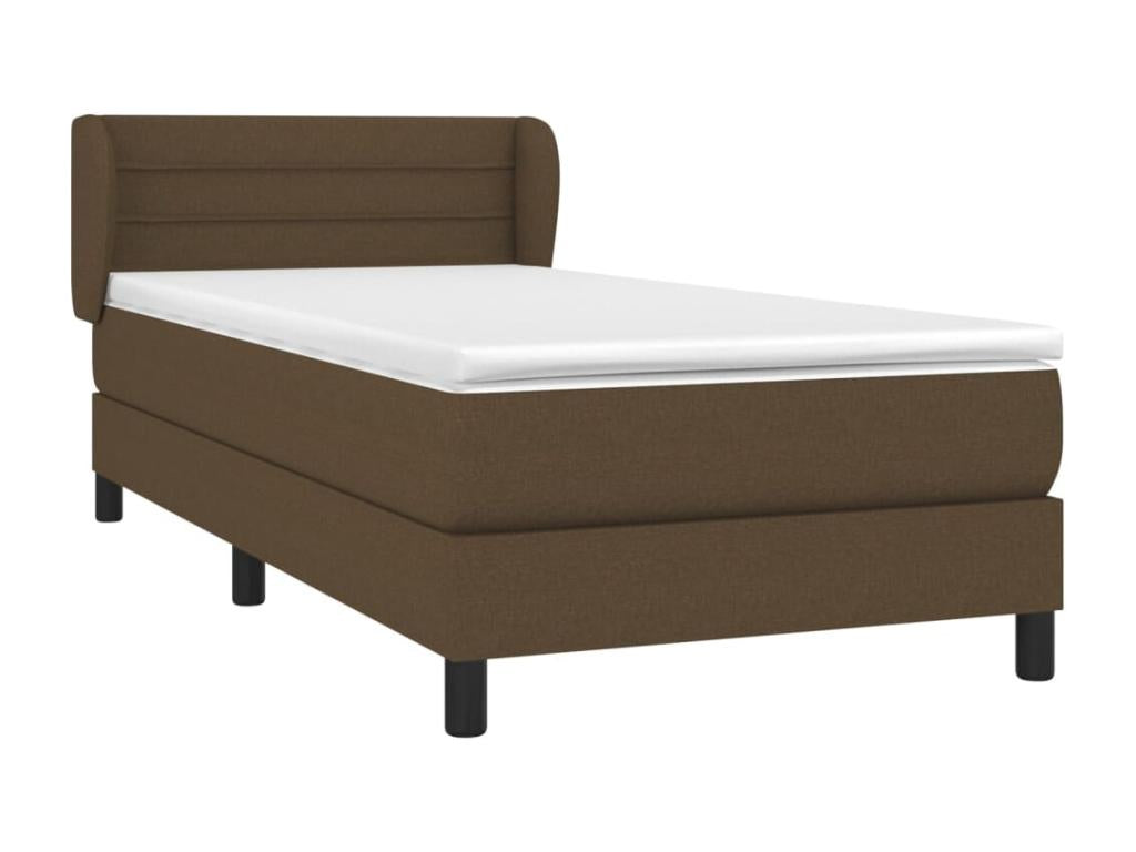Upholstered bed base with mattress, dark brown, 100x200 cm, FXTP69883