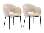 Set of 2 chairs with armrests in textured Zensova and metal - Beige - Zensova AWBB67836
