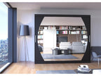 Large bedroom wardrobe with 3 sliding doors, black and mirror, 250cm CCUY03652
