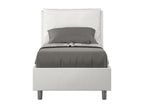 Modern adult bed with faux leather upholstered cushions, Elariva - White - 80x190 BAOP18459