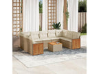Garden furniture set with cushions, 10 pieces, beige woven resin NBCL90225