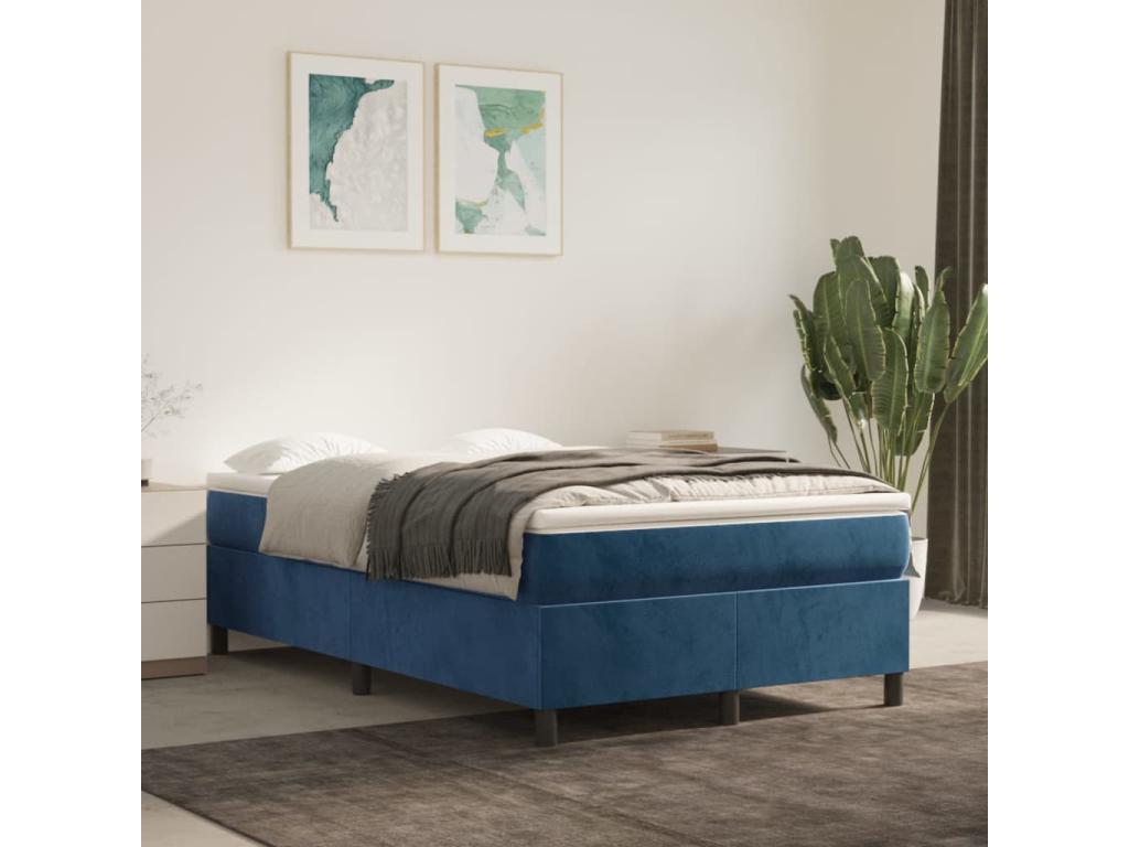 Lumenao bed base and dark blue mattress, 120x190cm velvet HPJB57202