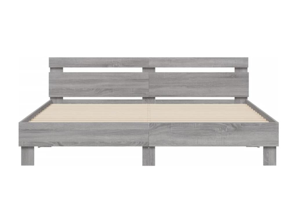 Lysvia bed frame with headboard and LED lighting, grey, 180x200 cm, HAWD46728