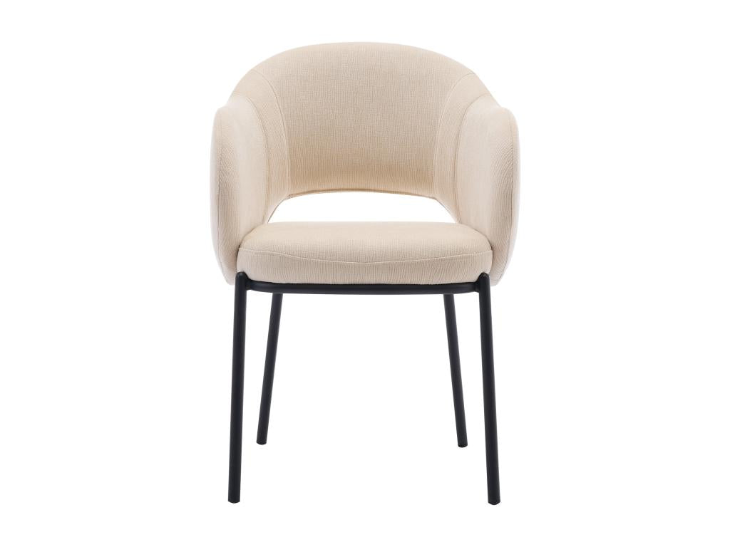 Set of 2 chairs with armrests in textured Zensova and metal - Beige - Zensova AWBB67836