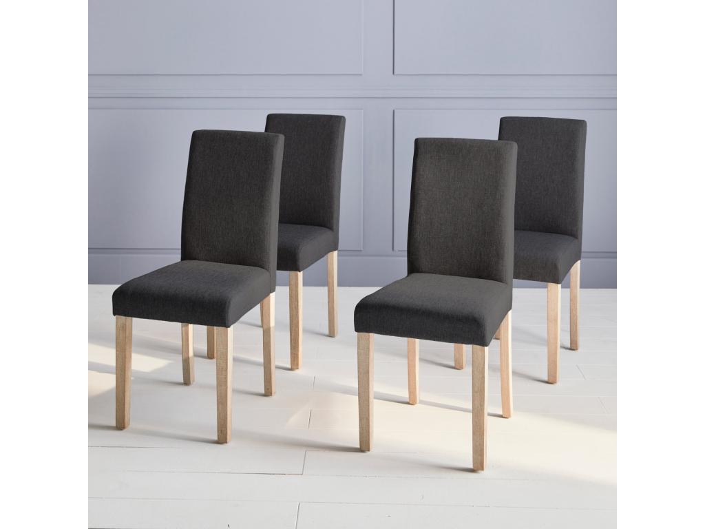 Set of 4 chairs - Zensova - Zensova chairs - cerused wood legs - dark grey KEGC35198