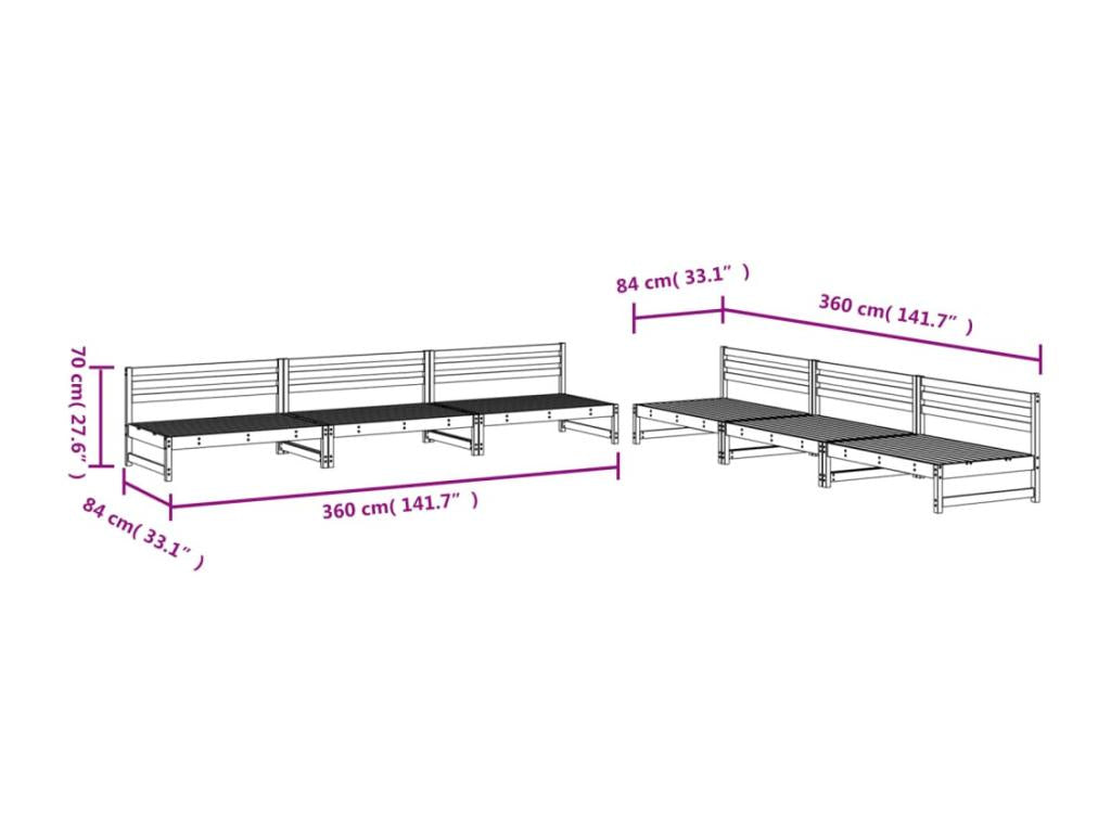 6-piece garden furniture set, Grey, Solid Pine Wood BPTF99689