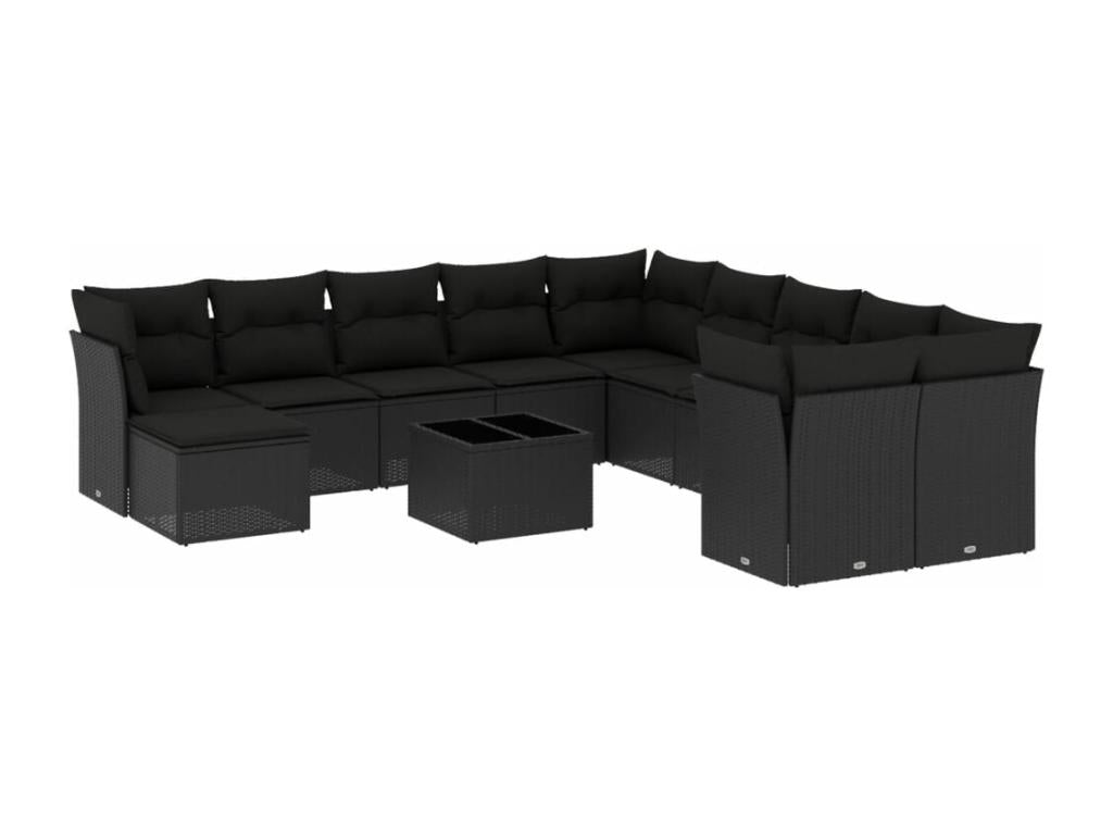 12-piece garden furniture set with cushions, Zensova woven resin JSQM96875