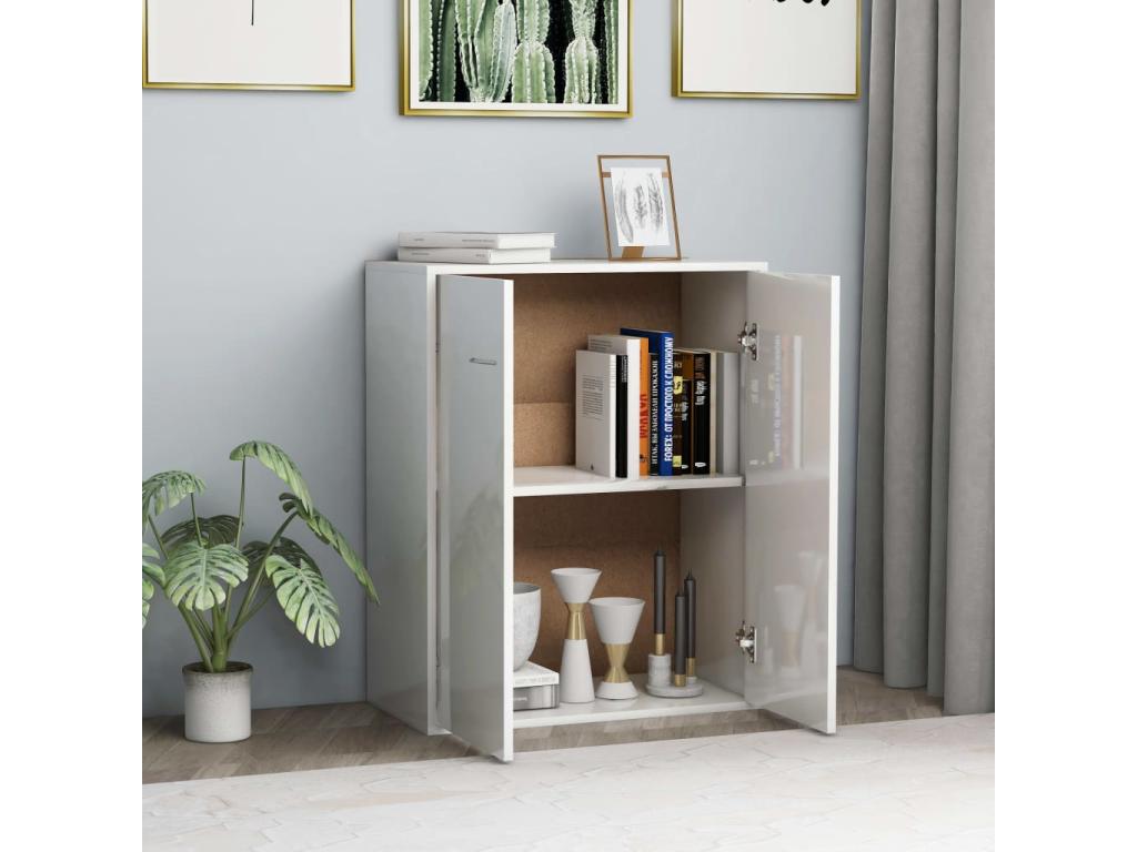 Glossy White Buffet 60x30x75 cm Chipboard MKLK68171