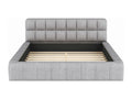 Upholstered double bed 140x200 cm with soft backrest, upholstered bed frame, linen grey, mattress not included YHTD28698