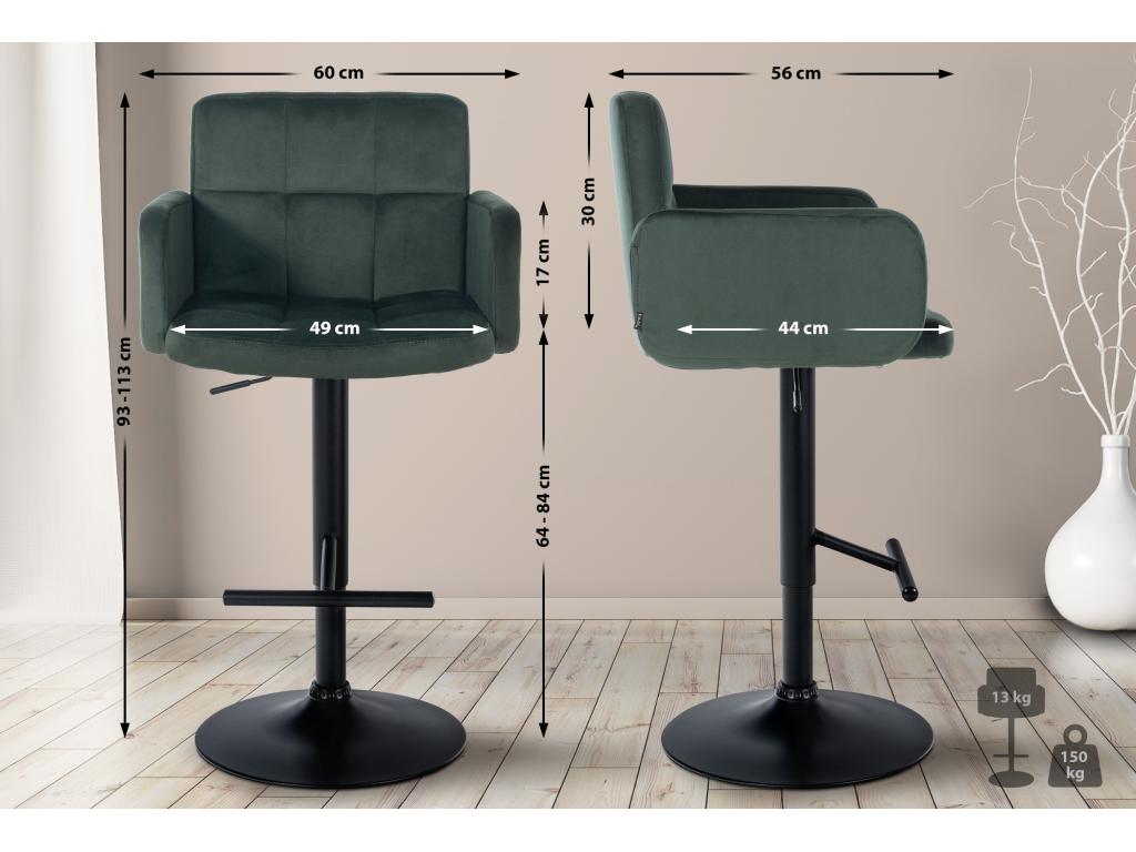 Bar stool - Velvet / Metal - Dark Green - Los Angeles IIXZ82519