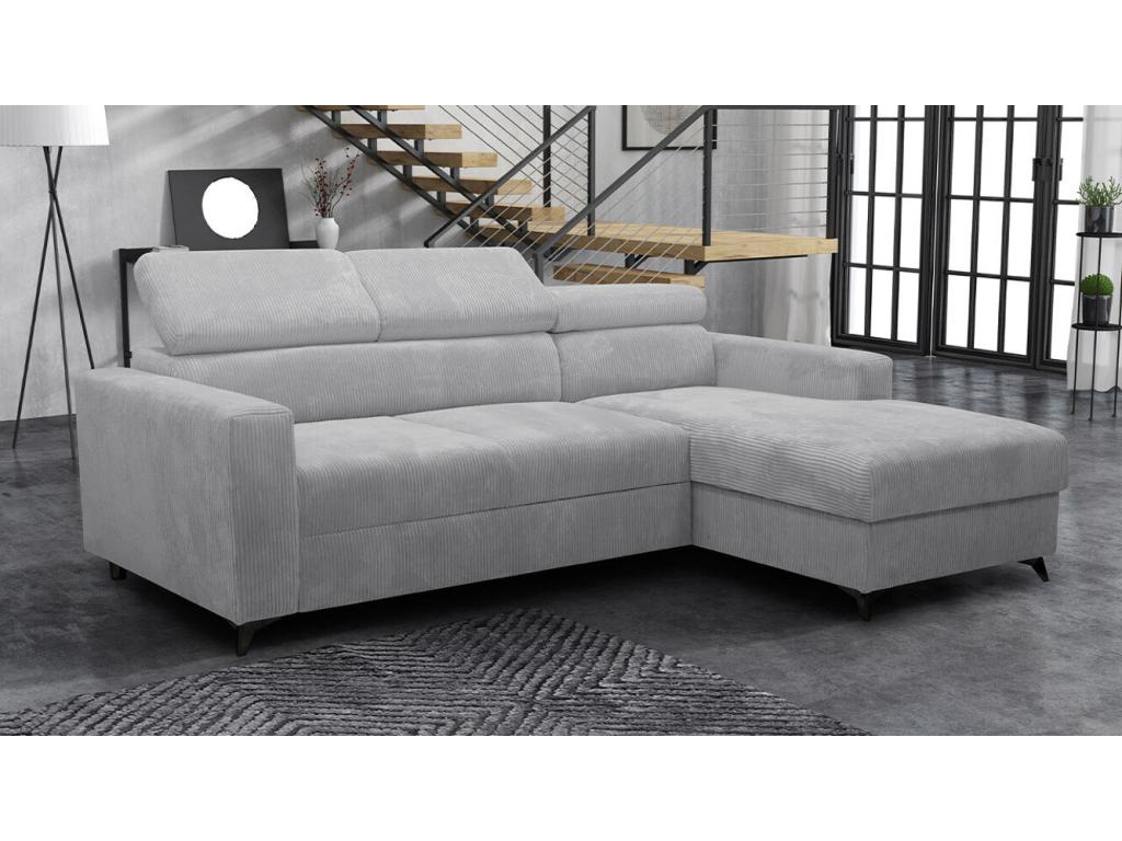 Lumenao 191 Corner Sofa Grey Sleeping Function Bed Box 236x172x82cm WWYJ41220