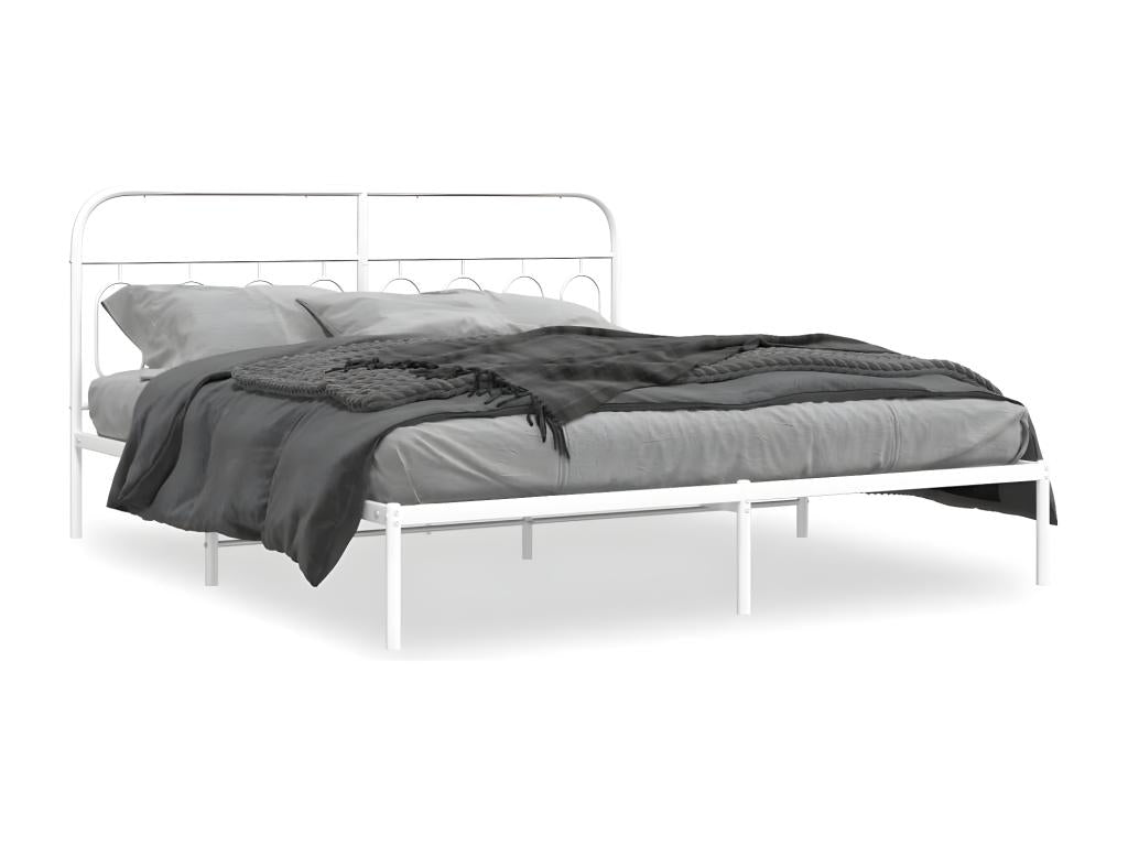 Metal bed frame with white headboard 183x213 cm WNQZ04047