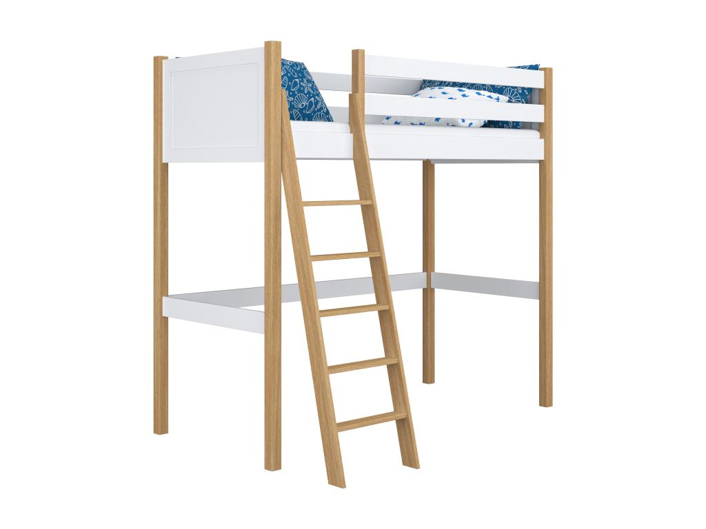 Wooden loft bed N04 White / Natural Oak 90x200 FRGM50411