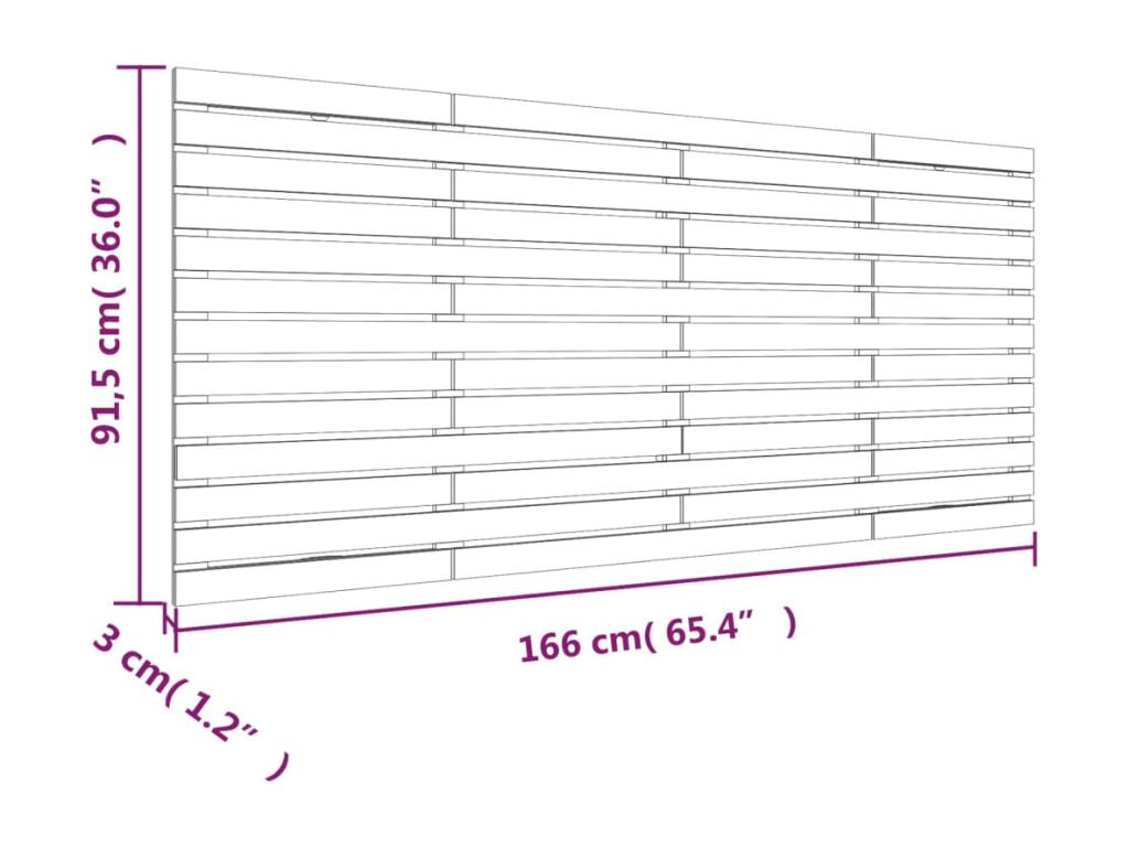 Wall-mounted headboard, grey, 166x3x91.5 cm, solid pine wood, ZNKI19517