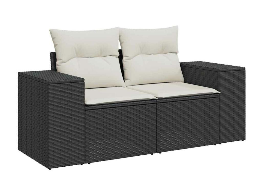 5-piece garden furniture set with cushions, Zensova woven resin FFBH77180