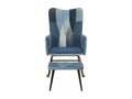 Rocking chair with footrest, Denim Blue Canvas, Elariva PQBE09115