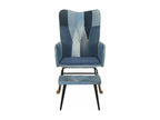 Rocking chair with footrest, Denim Blue Canvas, Elariva PQBE09115