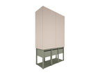 Convertible bed 70x140 and 2-door wardrobe Zensova Eucalyptus Green and Beige TNHW15806
