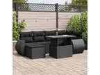 7-piece garden furniture set with cushions, Zensova woven resin BHVR90734